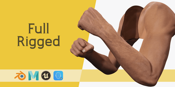 Fps Realistic Hands — Stylized Cartoon 3D Character Model Fully Rigged for Blender