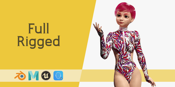 Red Realistic Stylized Cartoon — Stylized Cartoon 3D Character Model Fully Rigged for Blender