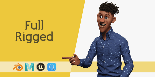 Expressive Ethan 3d Toon — Stylized Cartoon 3D Character Model Fully Rigged for Blender