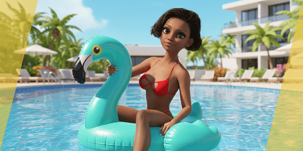 3d Afro American Female Character Low Poly 3d Model — Stylized Cartoon 3D Character Model Fully Rigged for Blender