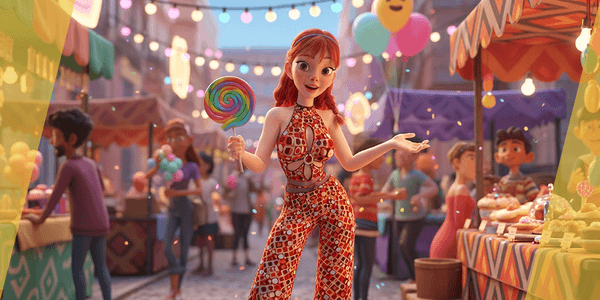 Redhead Character With Colorful Patterned Outfit — Stylized Cartoon 3D Character Model Fully Rigged for Blender