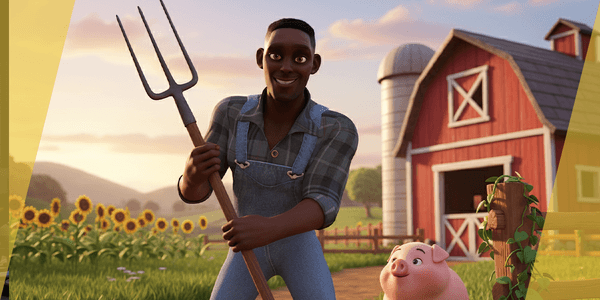 Farmer Cartoon Character In Overalls — Stylized Cartoon 3D Character Model Fully Rigged for Blender
