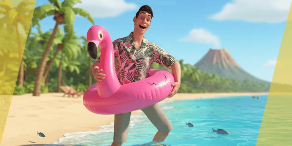 Stylized Male Celebration In Hawaiian Shirt With Energy — Stylized Cartoon 3D Character Model Fully Rigged for Blender