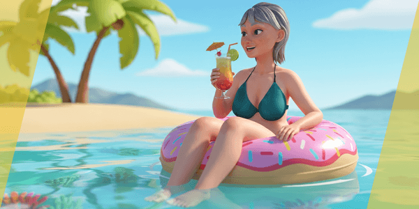 Curvy Old Lady Character In Swimsuit Bikini — Stylized Cartoon 3D Character Model Fully Rigged for Blender