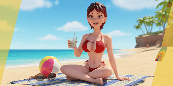 Cartoon Woman In Red Bikini Girlfriend — Stylized Cartoon 3D Character Model Fully Rigged for Blender