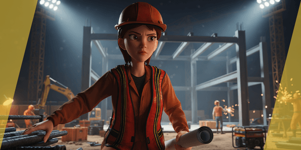 Stylized Female Construction Worker Rigged Builder In Safety — Stylized Cartoon 3D Character Model Fully Rigged for Blender
