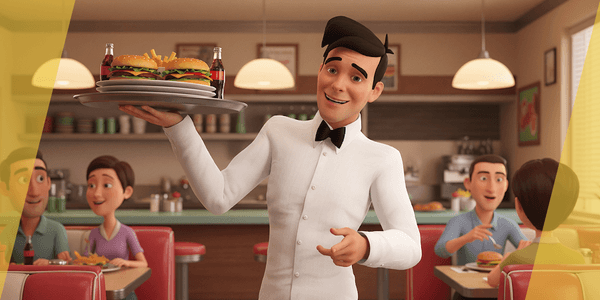 Cartoon Waiter Rigged Receptionist 3d Character Hospitality — Stylized Cartoon 3D Character Model Fully Rigged for Blender