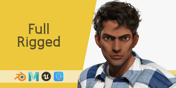 Intense Rugged Look Rigged Stylized Toon 3d Male Character — Stylized Cartoon 3D Character Model Fully Rigged for Blender
