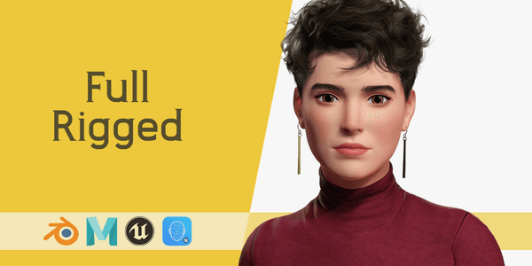 Confident Modern Look Elegant Toon 3d Woman — Stylized Cartoon 3D Character Model Fully Rigged for Blender
