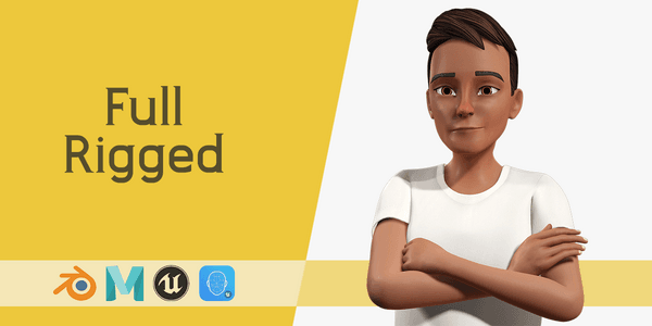 Relaxed And Cool Look Stylized 3d Young Male Character — Stylized Cartoon 3D Character Model Fully Rigged for Blender